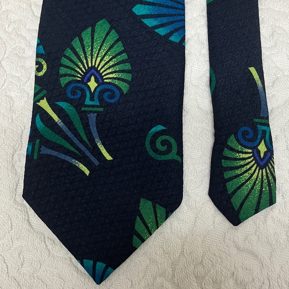 Braemore vintage silk tie, blue & green